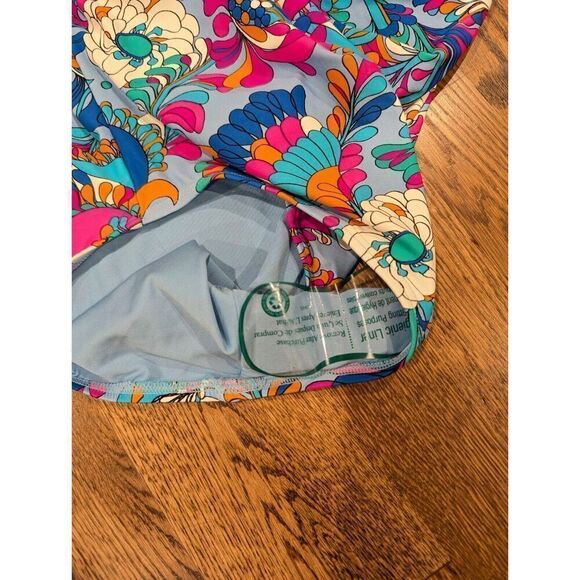 KATE SPADE Cinch Tie Front Soft Underwire Cups Swimsuit SPRING WATER/BLUE S $144 - Picture 16 of 16